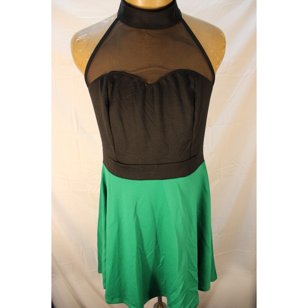 Charlotte Russe Dress Polyester Made in USA Size Large Black Green
